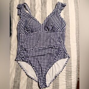 Kona Sol Navy Checkered Kids One Piece